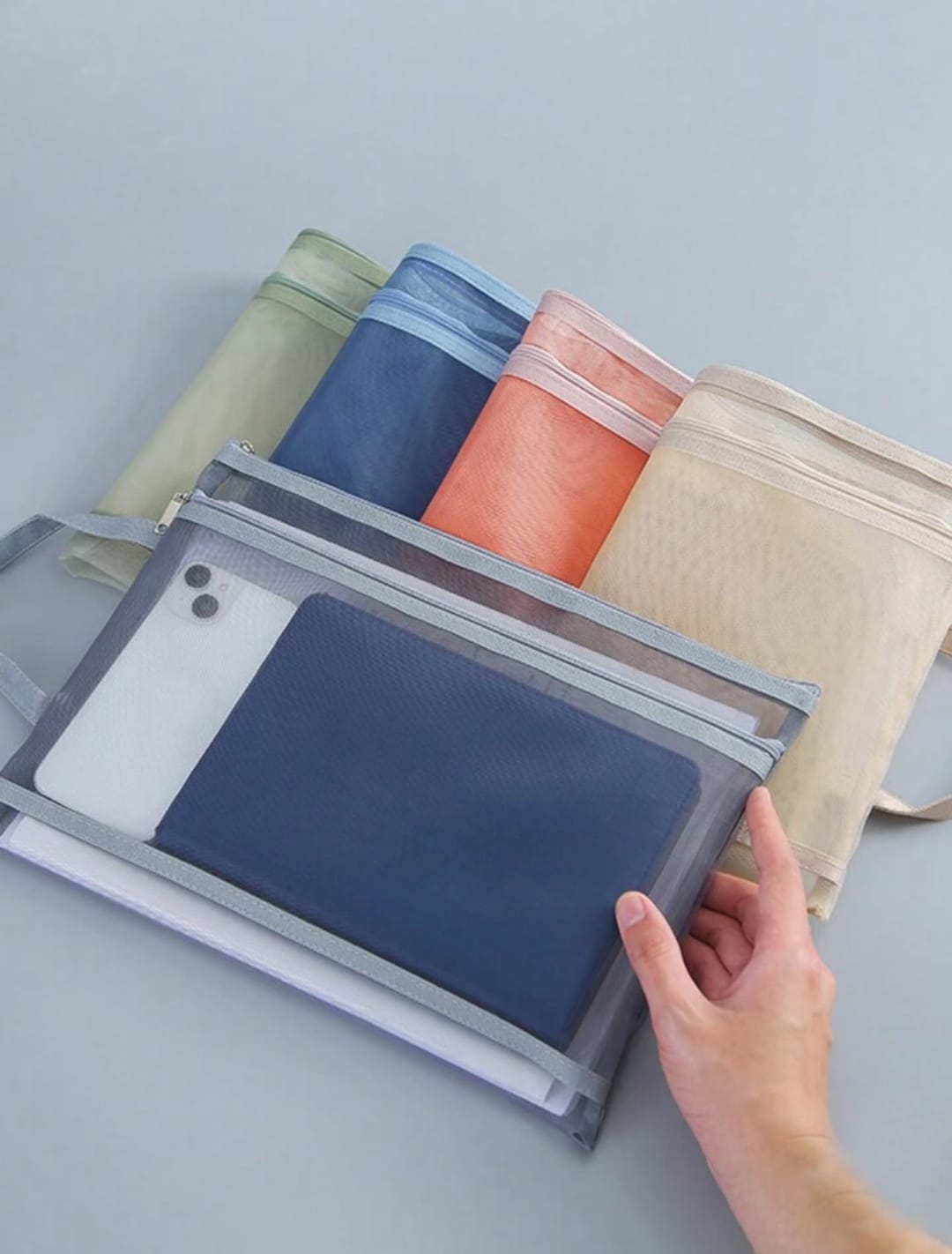 Morandi Color Double Zip A4 Large -  File Bag / Pouch