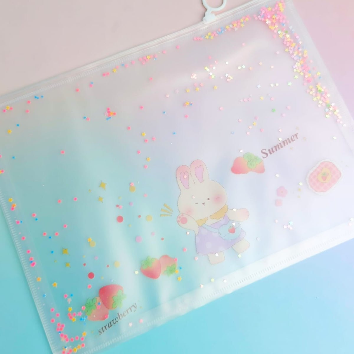 Cute Bunny Spring Flowers - Document Folder Large Pouch