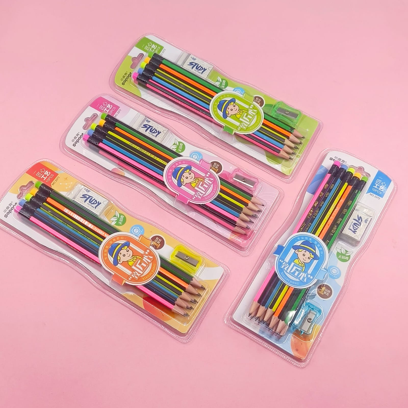 Candy Color Wood Pencils Style 2 - Stationery Set of 12