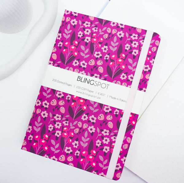 Purple Floral  - Dotted & Lined Journal