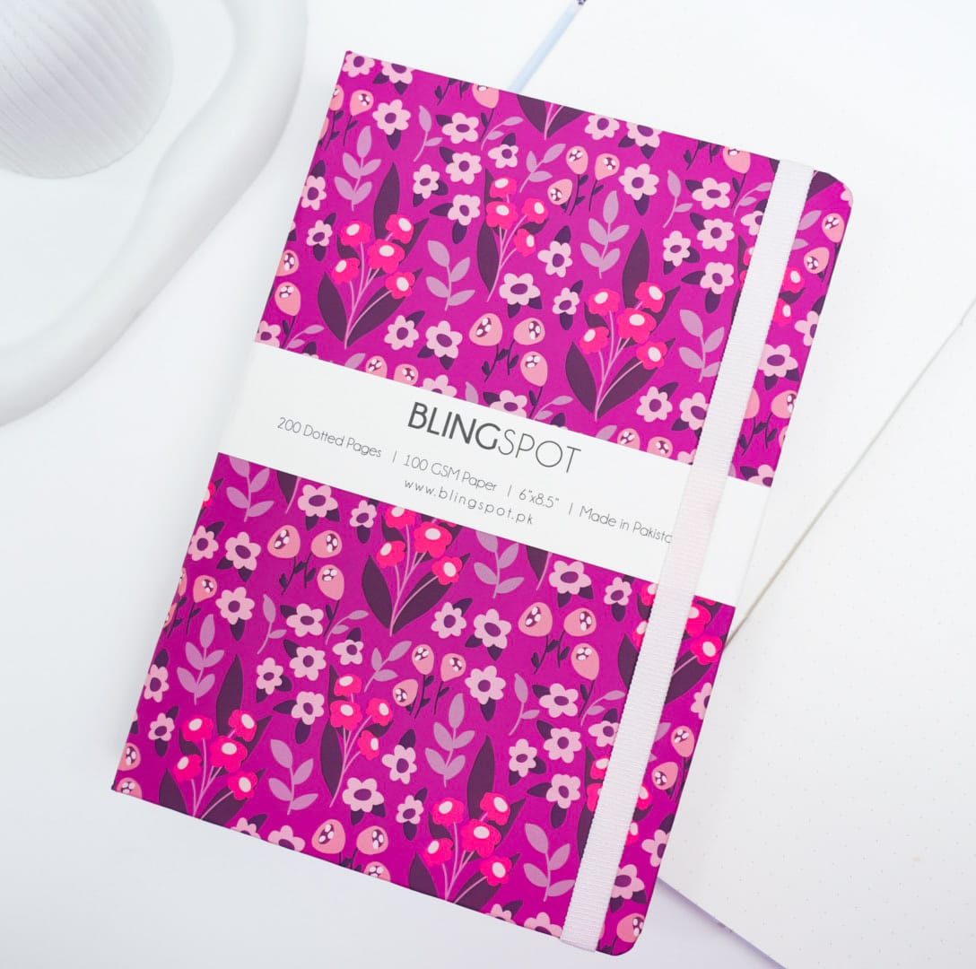 Purple Floral  - Dotted &amp; Lined Journal