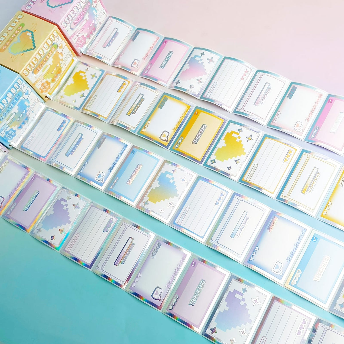 Heart Silver Foil Post It Notes  - Sticker Roll Box