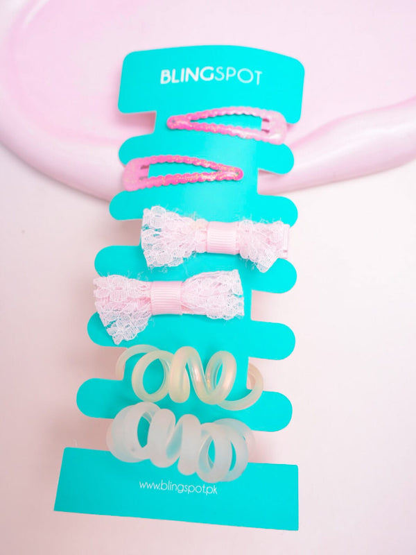 Pastel Bow Clips & Hair Ties - Hair Accessories Style 30