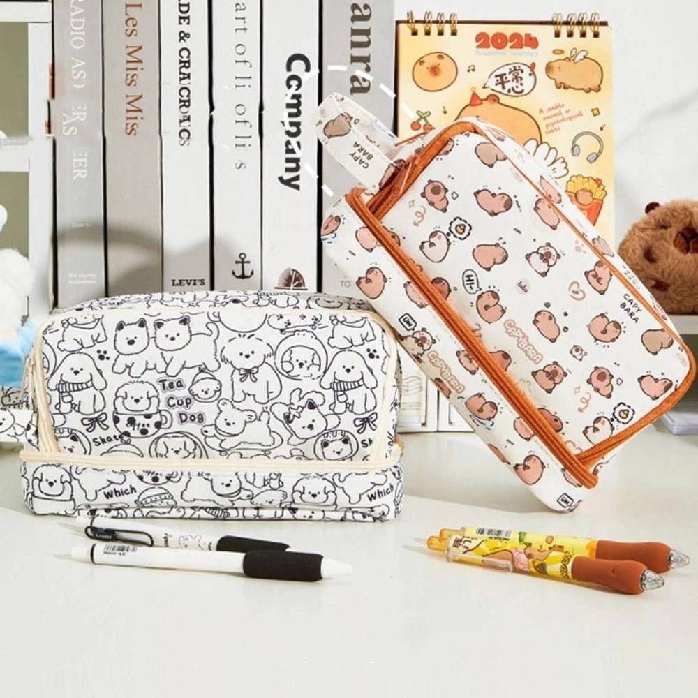 Capybara Stationery Organizer Brown - Zipper Pouch