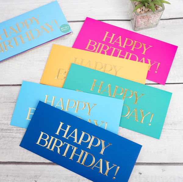 Happy Birthday Gold Foiled - Envelopes SET OF 5