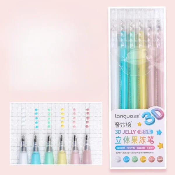 Macaron Color 3d jelly Pen  - Set Of 6