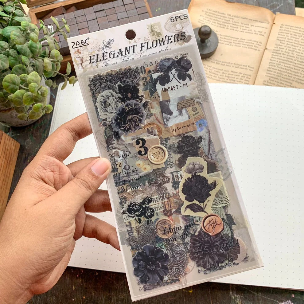 Elegant Flowers - Sticker Sheet Set Of 6