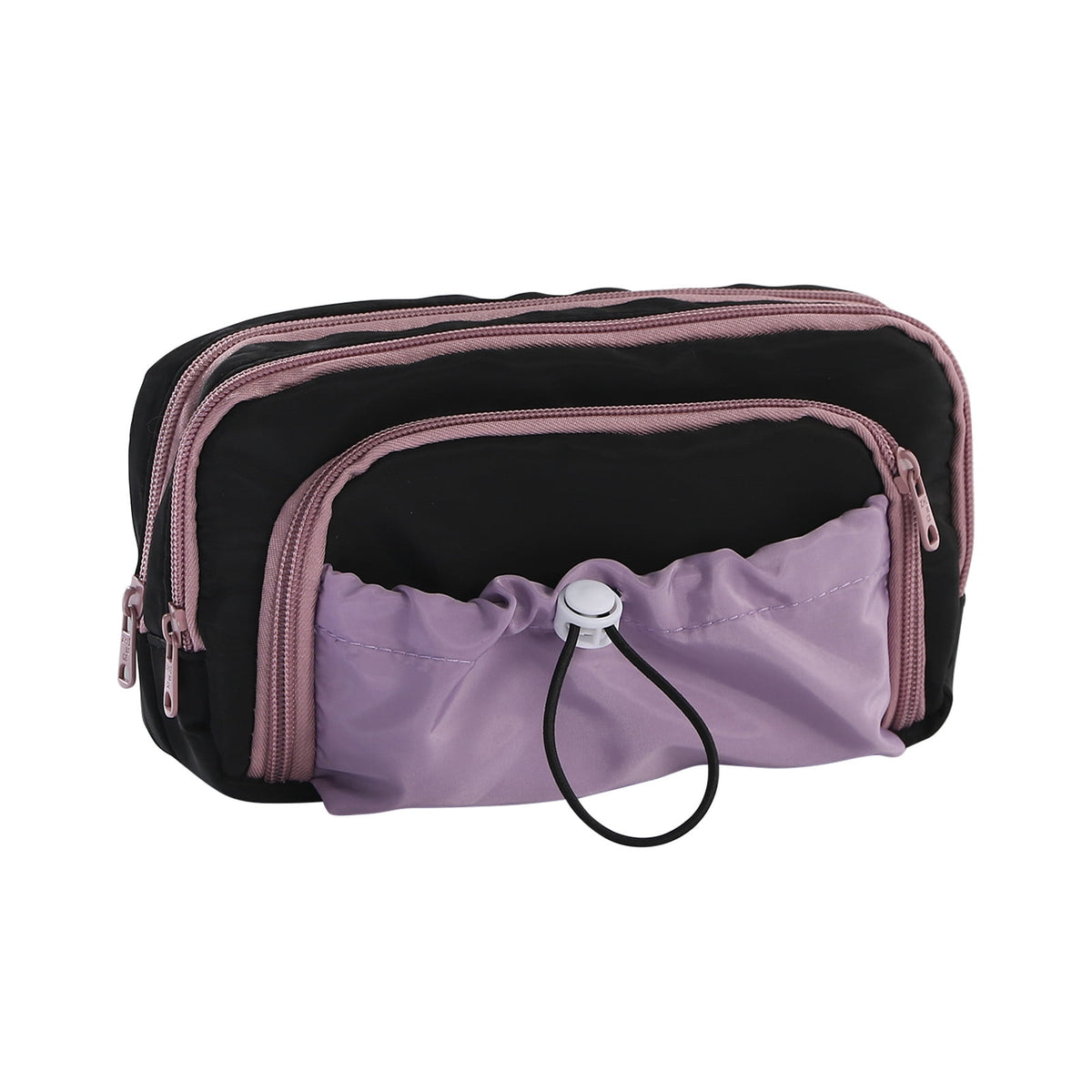 Purple &amp; Black  Large Capacity - 3 Zip Pouch