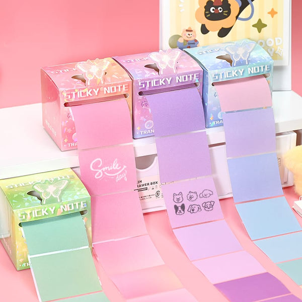 Butterfly Transparent Pearl Post It Notes - Sticker Roll Box