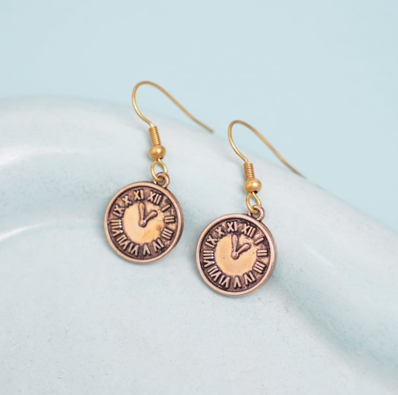 Vintage Roman Clock - Earrings