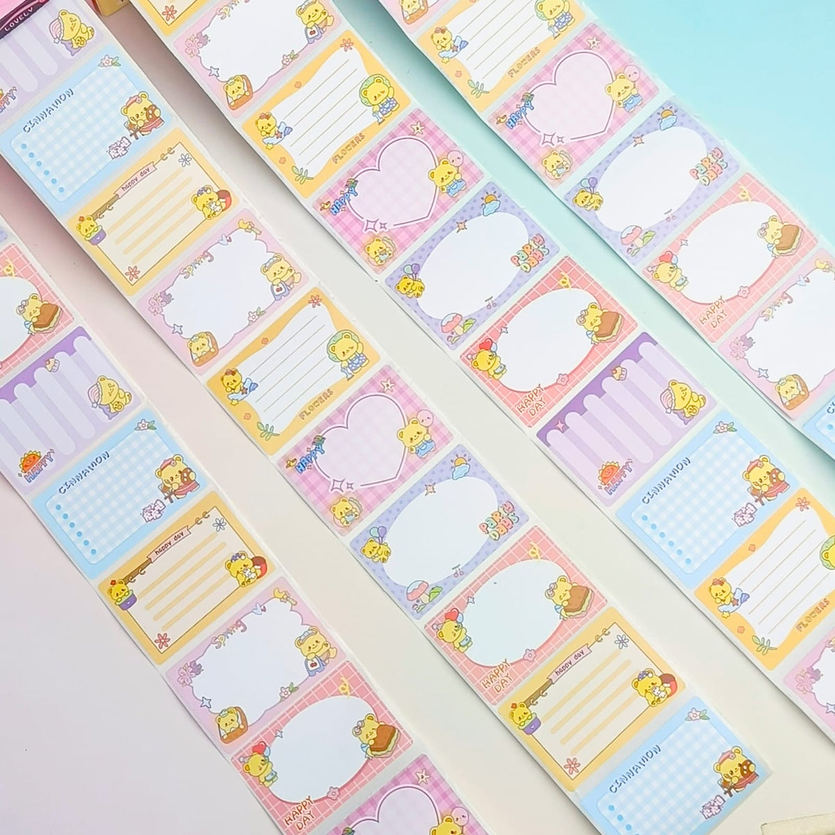 Happy Bear   Post It Notes  - Sticker Roll Box