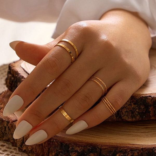 Texture Gold - Ring Set Of 10