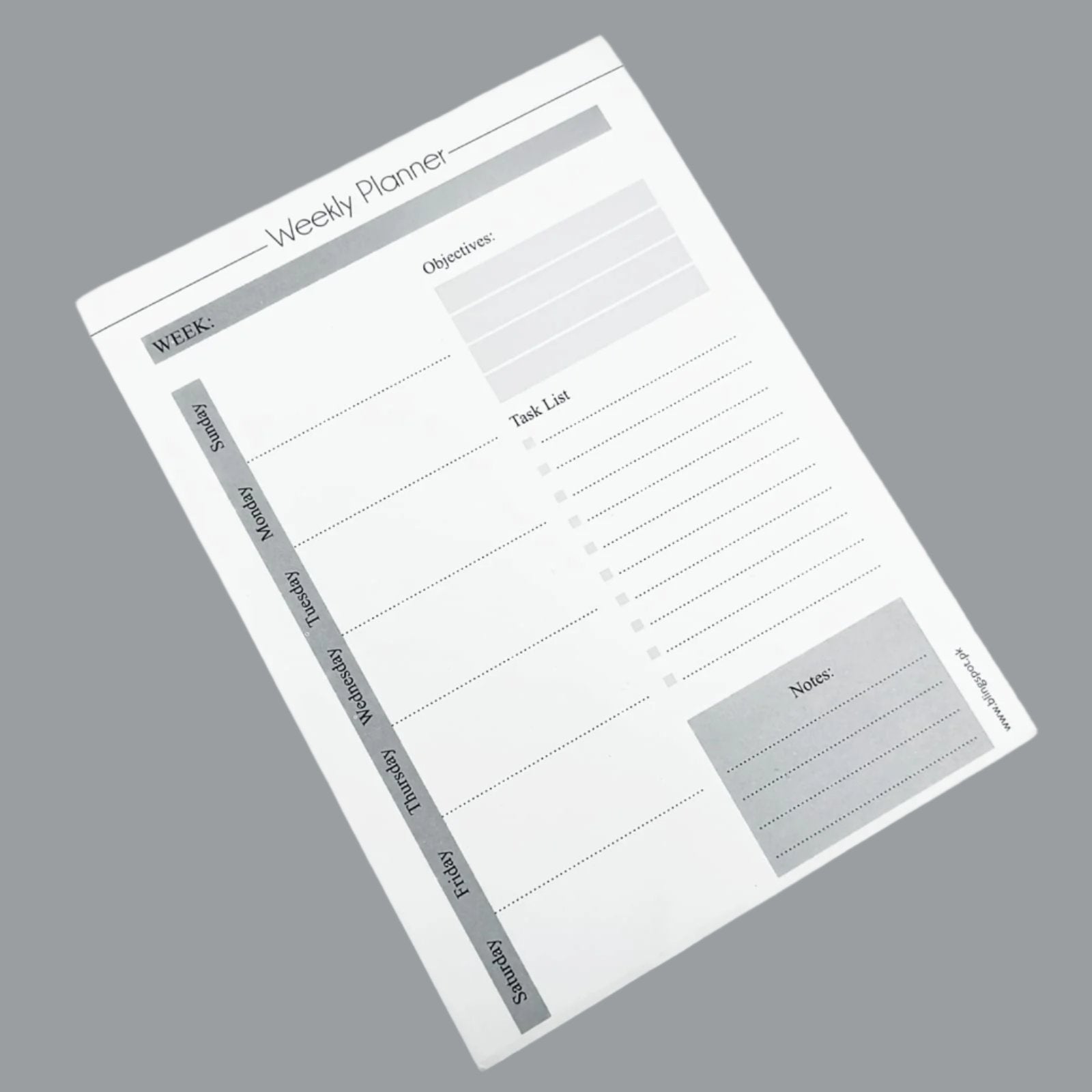 Grey Weekly Planner - Notepad