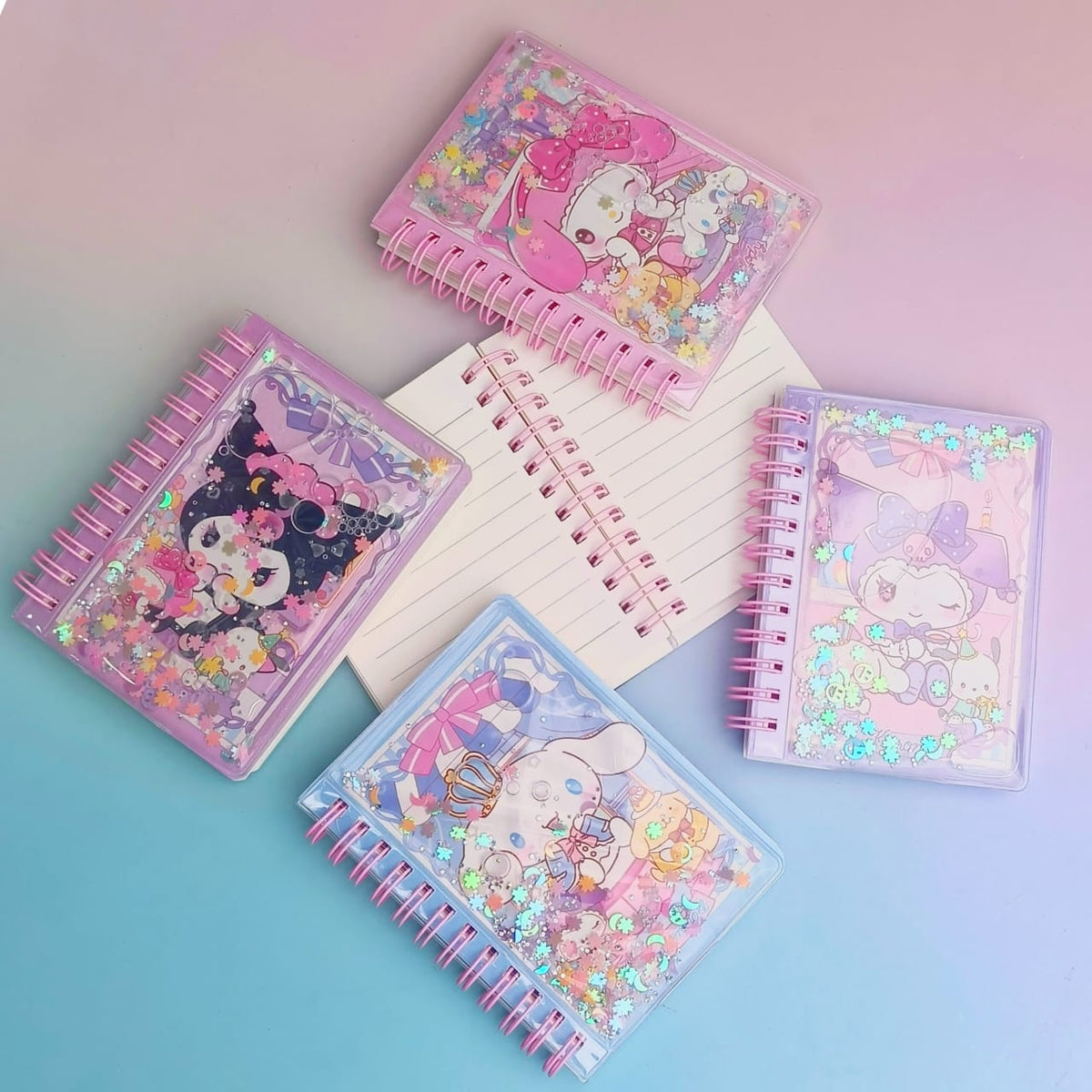 Sanrio Characters Glitter Water Spiral - Notebook / Journal