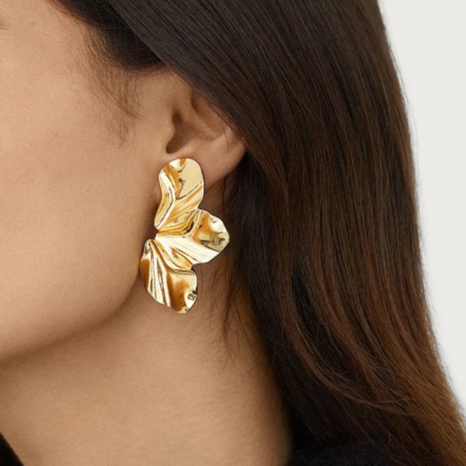 Gold Foiled Flower  - Earring