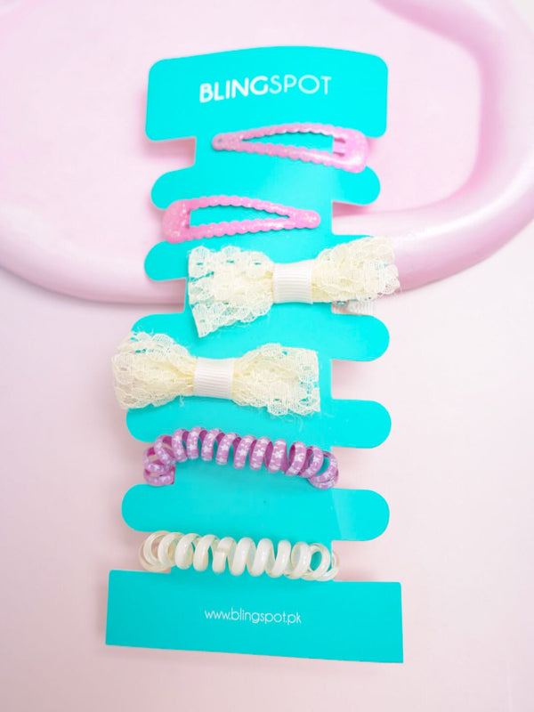 Pastel Bow Clips & Hair Ties - Hair Accessories Style 14