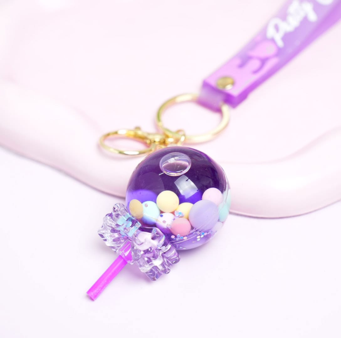 Lollipop Glitter Water - Gold  Key Ring