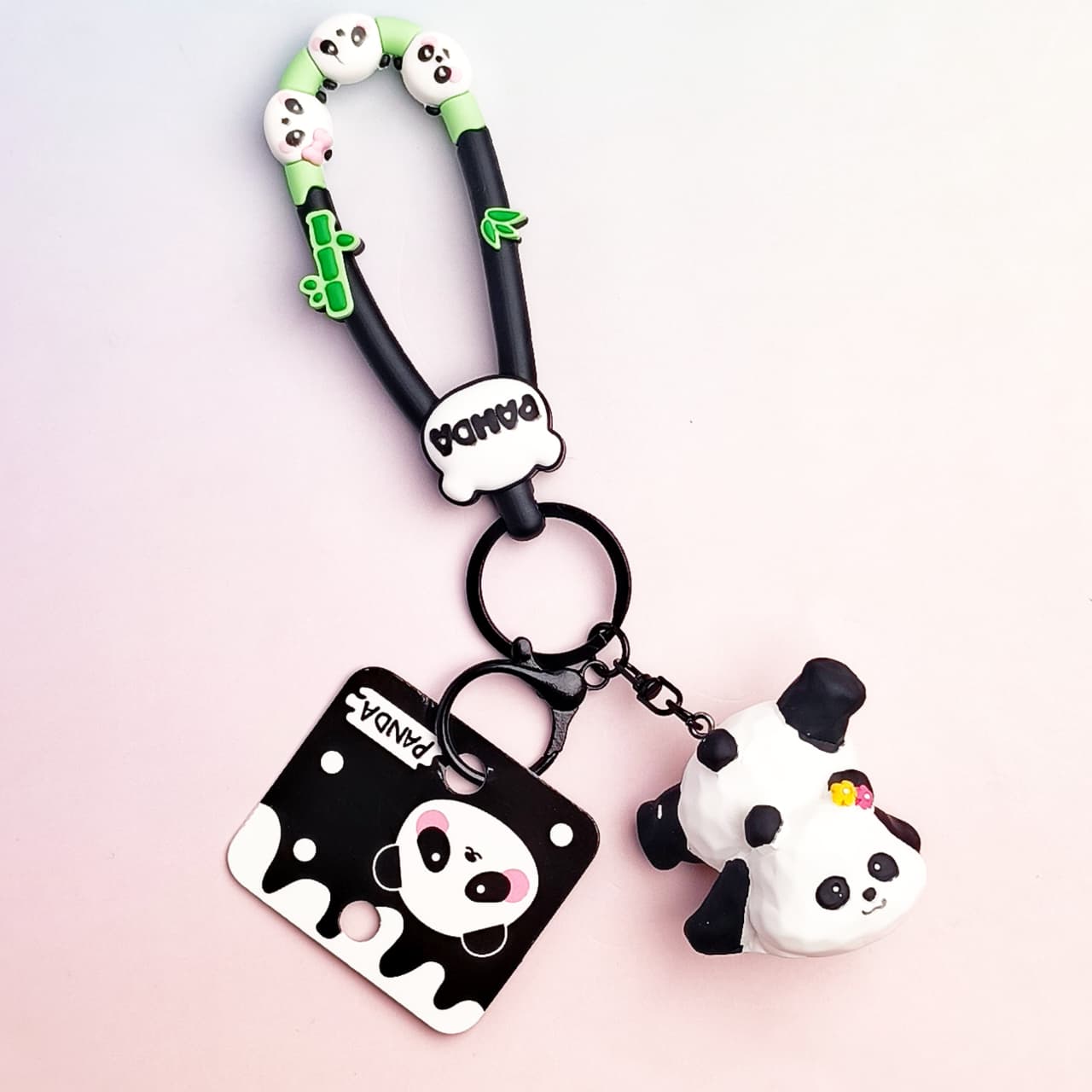 Jungle Panda Jet Black - Key Ring Style 3 – The Blingspot Studio