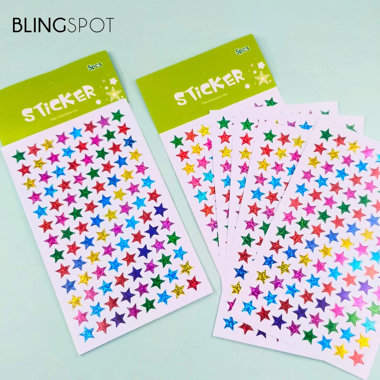 Multi Sparkle Stars Decoration Stickers Set Of 5 Sheets - Style 2