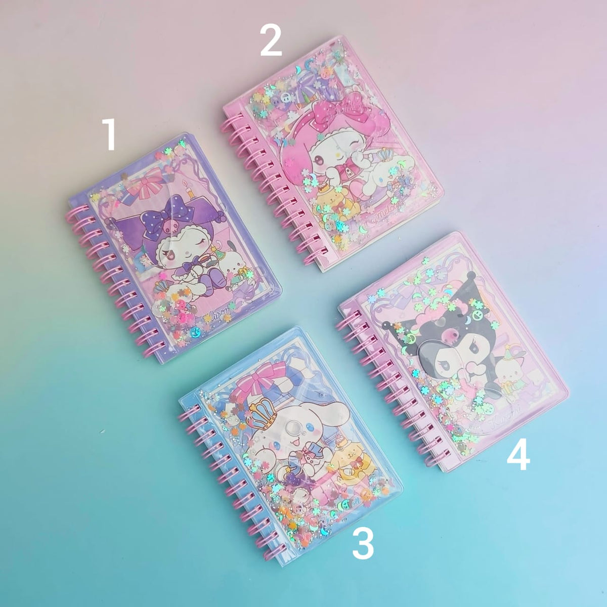 Sanrio Characters Glitter Water Spiral - Notebook / Journal