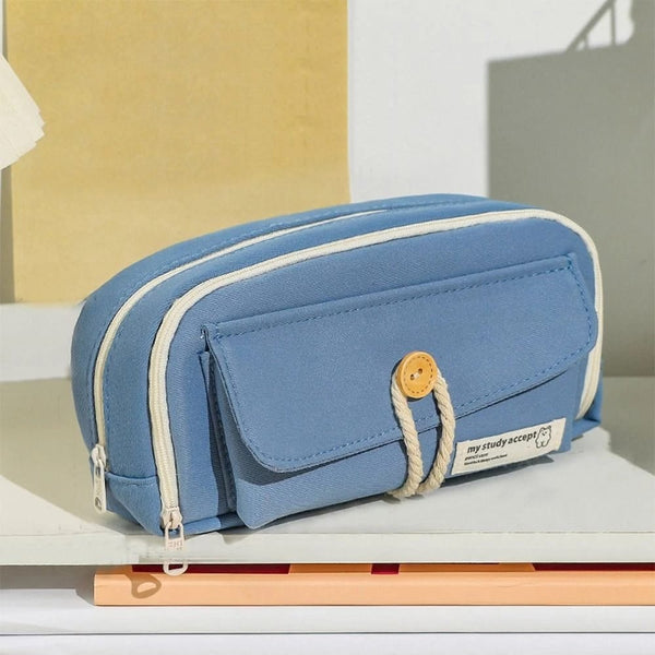 Study Hard Series Stationery Organizer Blue - Zipper Pouch