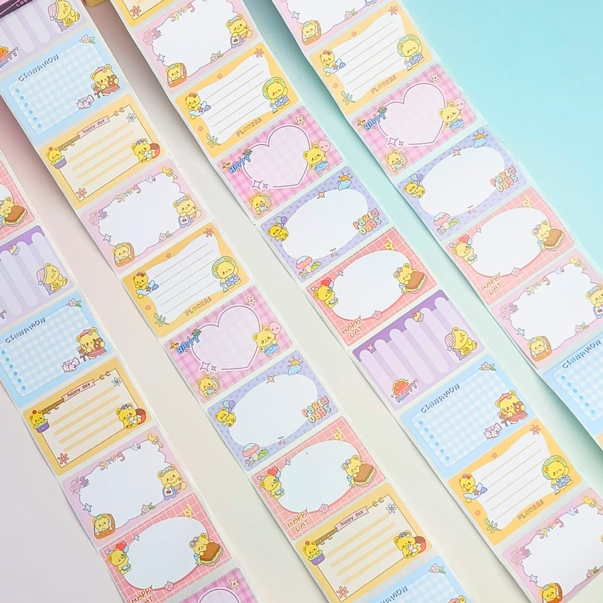 Happy Bear   Post It Notes  - Sticker Roll Box