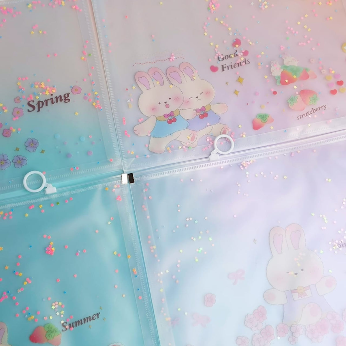 Cute Bunny Spring Flowers - Document Folder Large Pouch