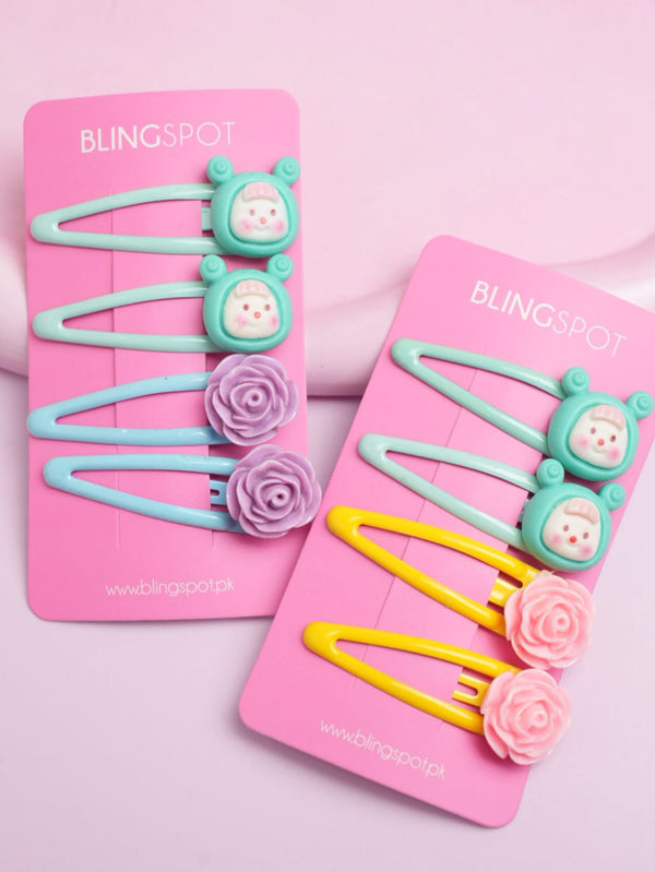 Snap Clips - Hair Clip Set Of 4 - Style 30