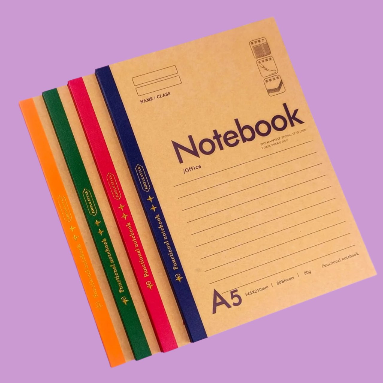 Kraft Cover A5 - Notebook / Journal ( 40 / 60 / 80 Pages )