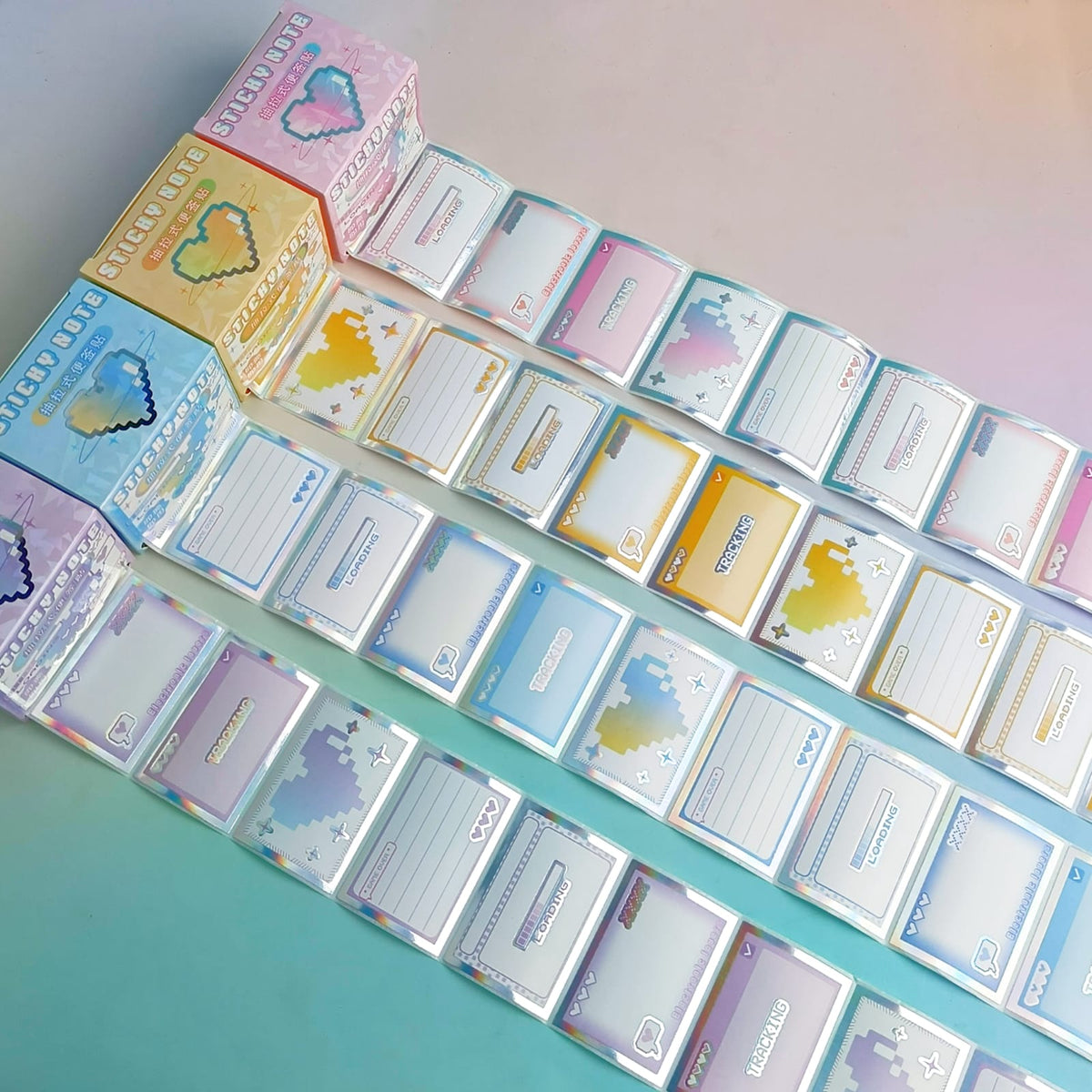 Heart Silver Foil Post It Notes  - Sticker Roll Box