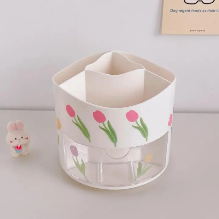 Rotary White  - Stationery Organizer &amp; Makeup Brushes Holder