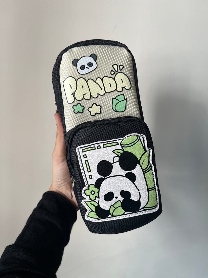 Funky Panda Jeans  Zipper - Large Pouch
