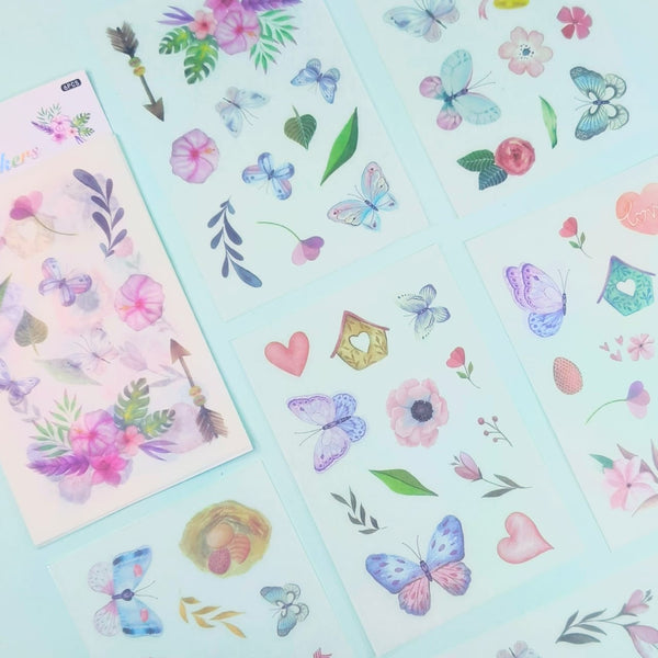 Floral & Butterfly Decoration Stickers Set Of 6 Sheets