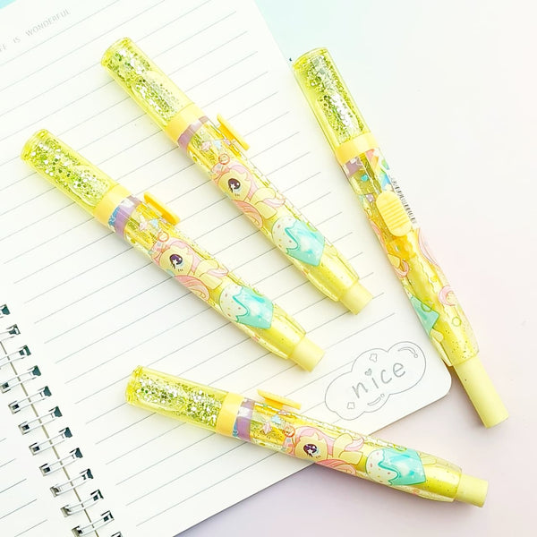 Glitter Water Yellow Unicorn - Press Eraser