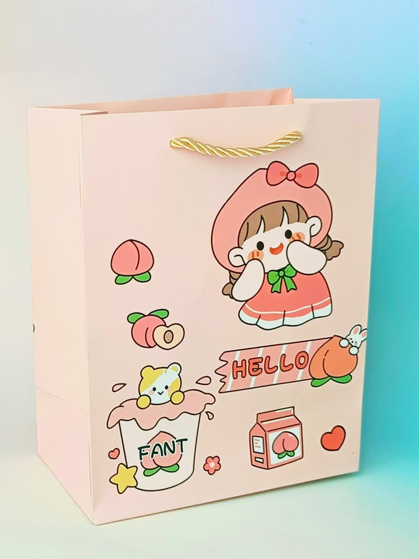 Hello Kawai Girl & Animals Peach - Gift Bag
