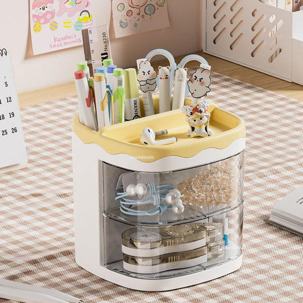 Yellow Mini Stationery 2 Drawer - Desk Organizer