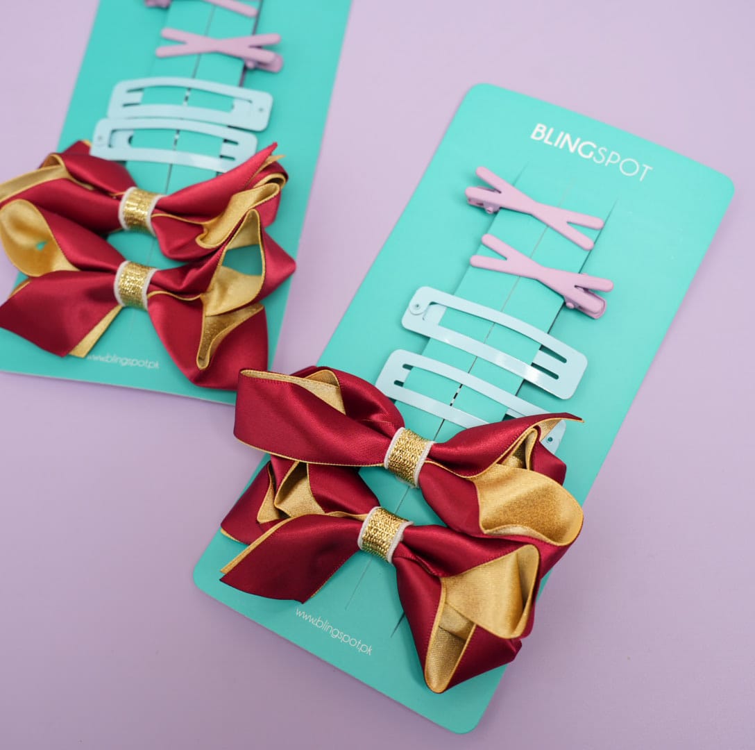 BLINGSPOT - Mixed Cuties &amp; Bow Hair Clip Set Style 2