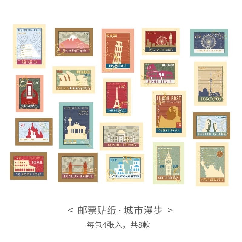 City Travel Notes Stamp  - Stickers Sheets Set Of 3