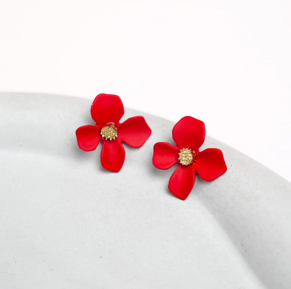 Red Flower - Earrings