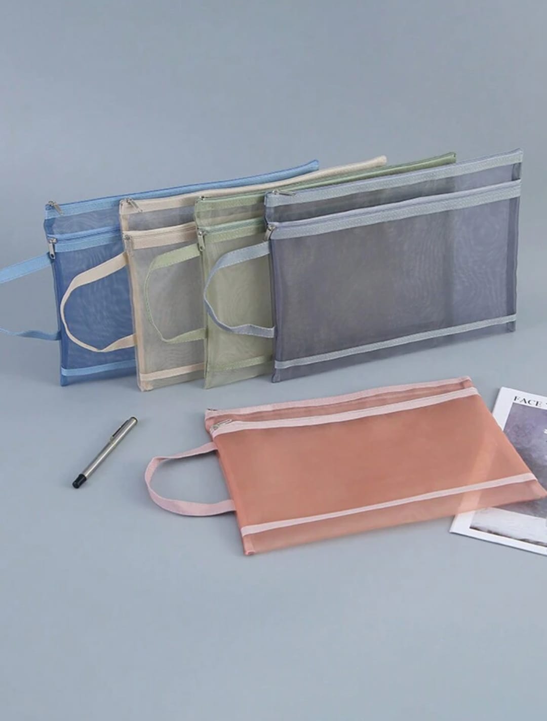 Morandi Color Double Zip A4 Large -  File Bag / Pouch