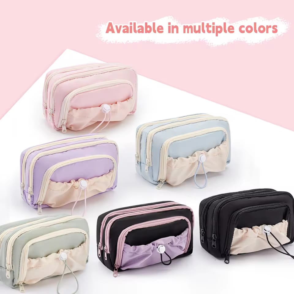 Pink  Large Capacity - 3 Zip Pouch