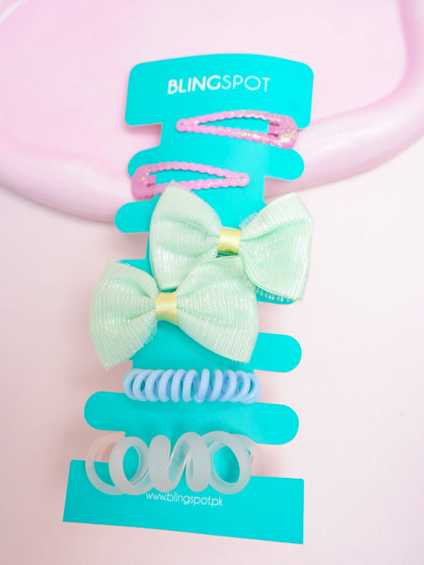 Pastel Bow Clips & Hair Ties - Hair Accessories Style 29