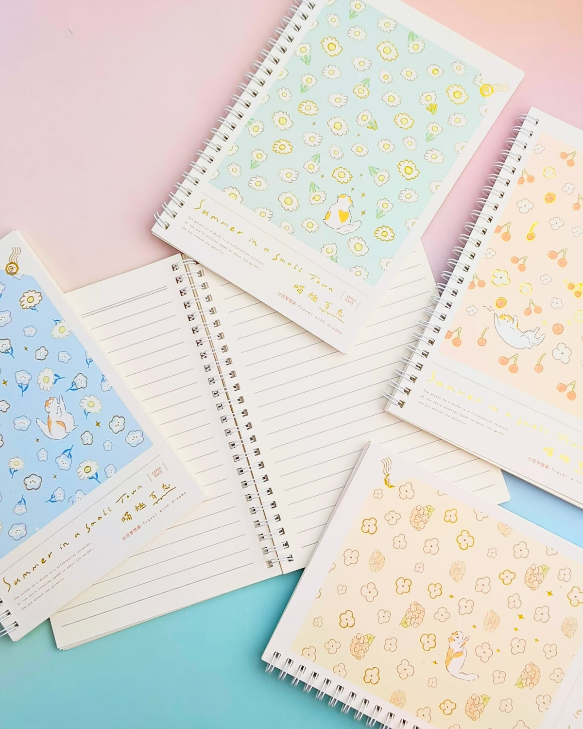 Travel With Dream Cute Cat Spiral Notebook / Journal ( 65 Lined Pages )