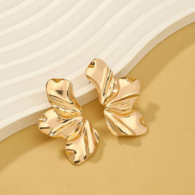 Gold Foiled Flower  - Earring