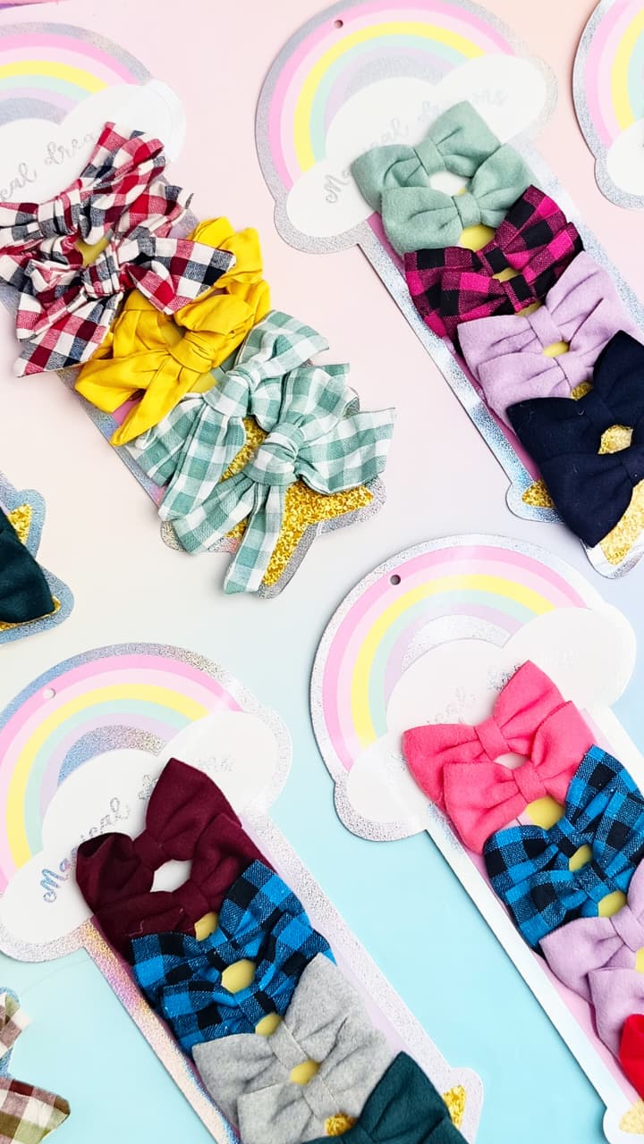 Rainbow  &amp; Mix Bow Series - Hair Clip Set of 8