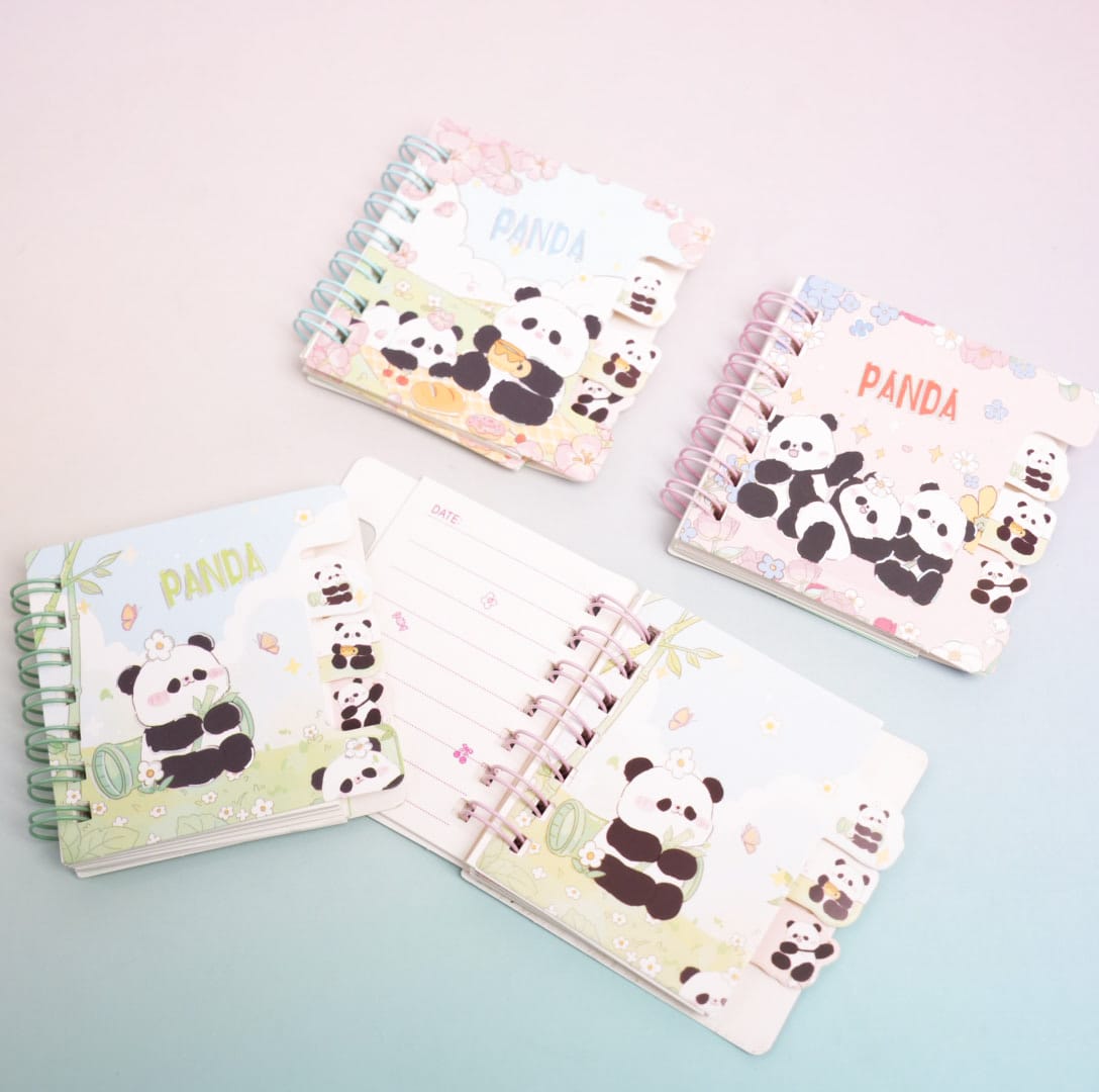 Panda Garden Flower Mini Diary  - Notebook / Journal