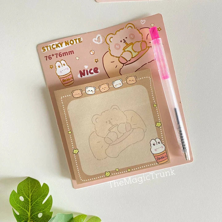 Bear Locker Note Brown Bear - Sticky Note With Pen – BLINGSPOT