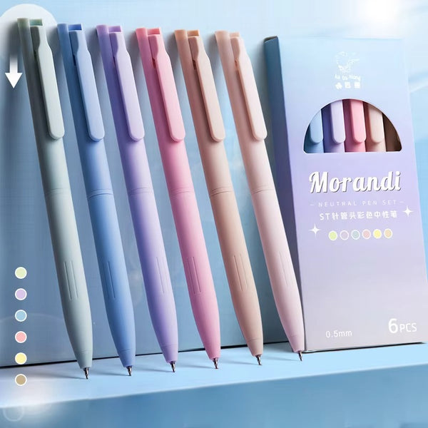 Classy Morandi Colored Ink  - Press Gel Pen Set of 6