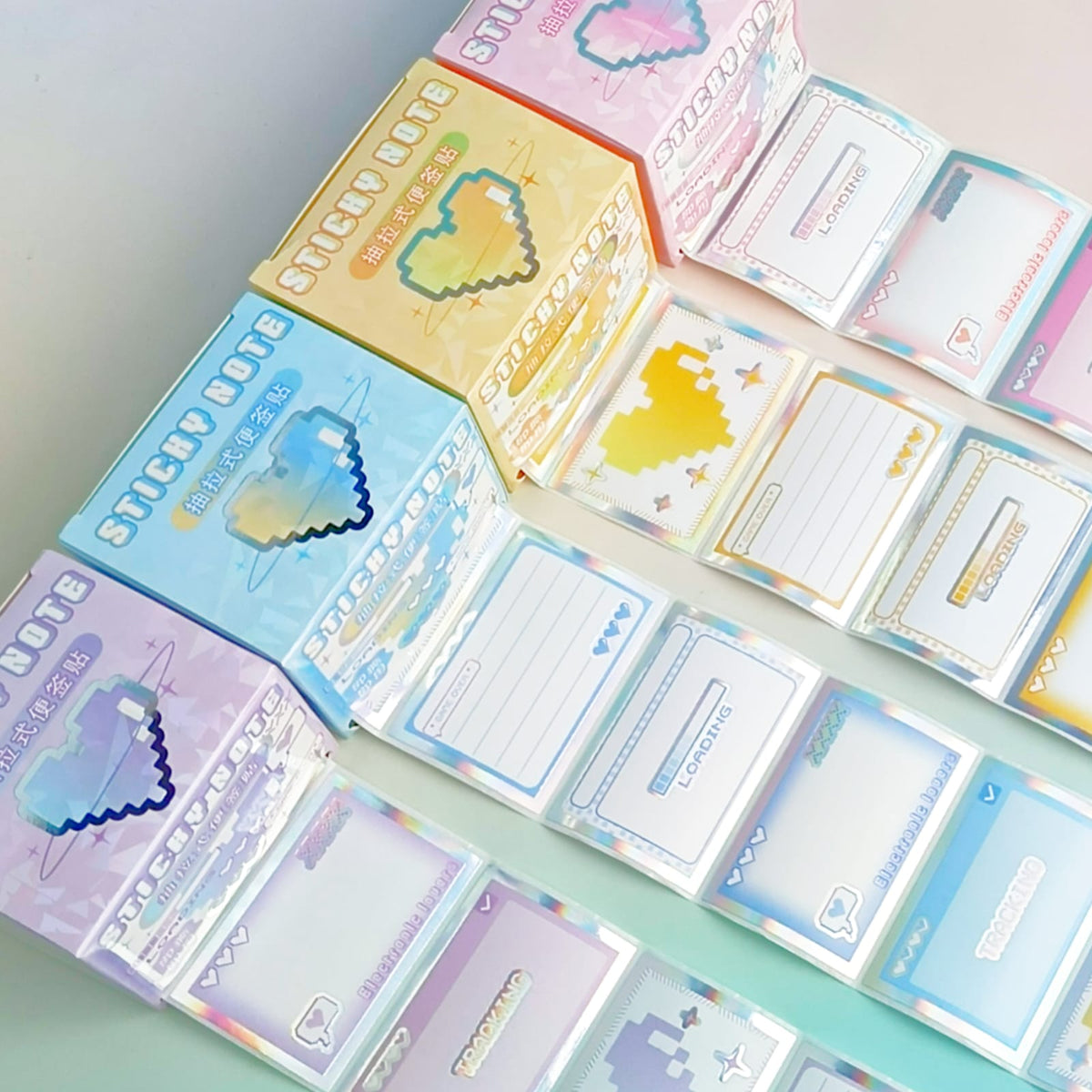 Heart Silver Foil Post It Notes  - Sticker Roll Box