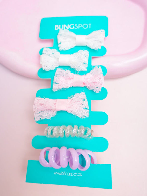 Pastel Bow Clips & Hair Ties - Hair Accessories Style 15